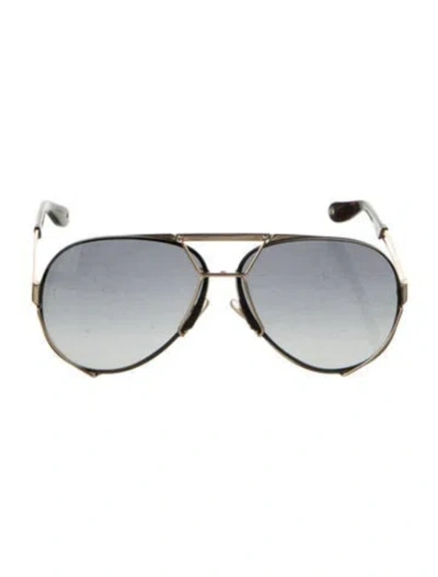 Pre-owned Givenchy Aviator Mirrored Sunglasses In Black/gold
