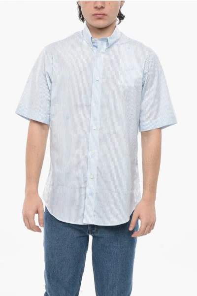 Givenchy Awning-print Cotton Button-down Shirt In Blue