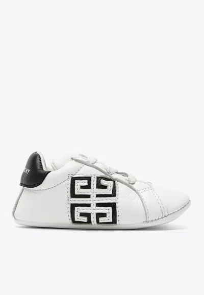 Givenchy Babies 4g Logo Leather Sneakers In White