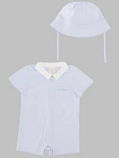 Givenchy Baby Cotton Hat Set In Blue