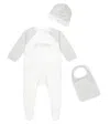 Givenchy Baby Cotton Onesie, Hat And Bib Set In White