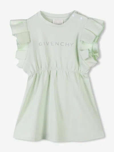 Givenchy Babies' Glittered-logo Dress In Green