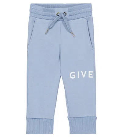 Givenchy Baby Logo Cotton-blend Sweatpants In Pale Blue