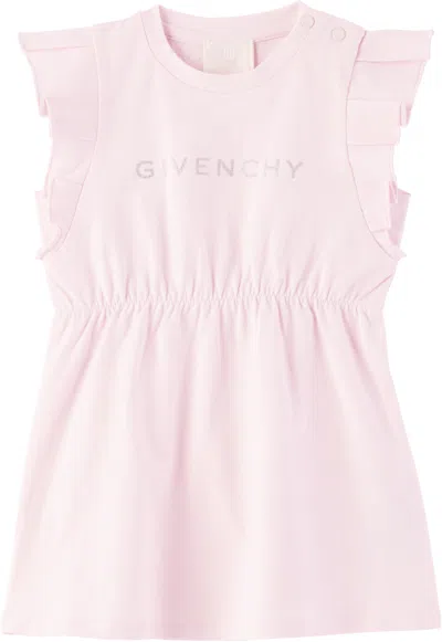 Givenchy Baby Pink Ruffle Logo Dress In 44z Marshmallow