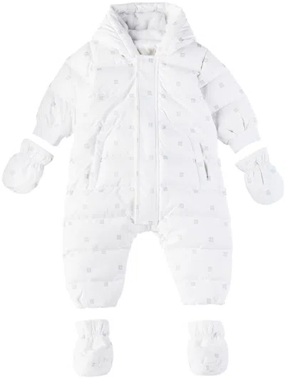 Givenchy Baby White Quilted Down Snowsuit In 10p White