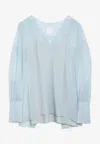 Givenchy Light Blue Silk Blouse With Back Slit In Light Blue