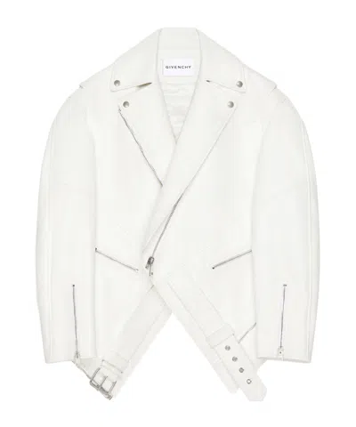 Givenchy Back-to-front Biker Jacket In Leather In White
