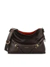 Givenchy Medium Voyou Calfskin Shoulder Bag With Buckle Fastening In Brown