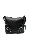 Givenchy Grained Black Calf Leather Shoulder Bag With Decorative Buckle In Black