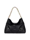 Givenchy Hammered Leather Shoulder Bag With Logo On The Front And Metal Details In Black