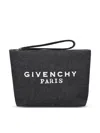 Givenchy Paris Logo Printed Zipped Clutch Bag In Black