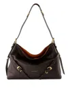 Givenchy Medium Voyou Calfskin Shoulder Bag With Buckle Fastening In Brown