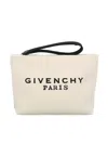 Givenchy Pochette In Tela Con Logo Stampato In Brown