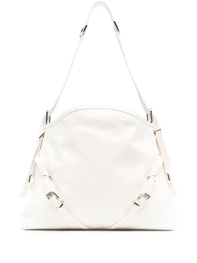 Givenchy Voyou Leather Medium Shoulder Bag In White