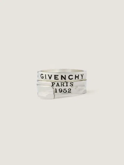 Givenchy Tape Ring In Metal And Enamel In Metallic