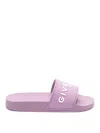 Givenchy Logo Rubber Slides In Fuchsia