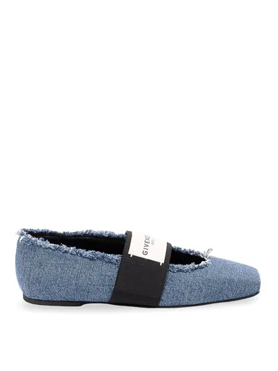 Givenchy Medium Wash Cotton Ballerinas In Blue