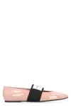 Givenchy Sliced Square Label Patent Leather Ballerina Flats In Pink