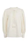 Givenchy Balloon-sleeve Lace-up Linen Shirt In Neutral