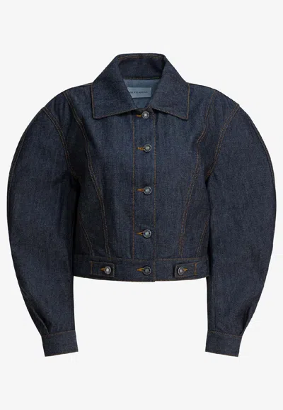 Givenchy Balloon-sleeved Denim Jacket In Multi