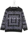 Givenchy Crewneck Sweatshirt Patterned Print And Logo In Black