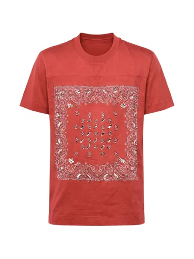Givenchy Bandana-print Rhinestone-embellished T-shirt In Red