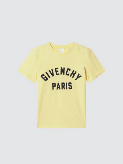 Givenchy Kids'  Basic Cotton T-shirt With Logo In Yellow