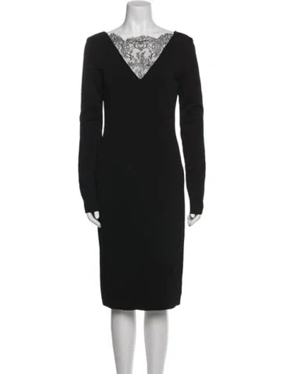 Pre-owned Givenchy Bateau Neckline Knee-length Dress In Black