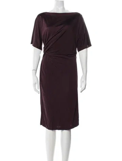 Pre-owned Givenchy Bateau Neckline Knee-length Dress In Burgundy