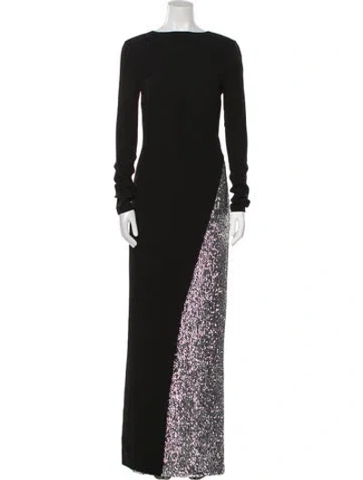 Pre-owned Givenchy Bateau Neckline Long Dress In Black