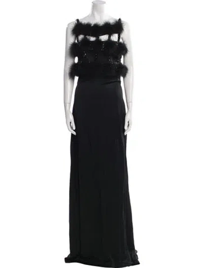 Pre-owned Givenchy Bateau Neckline Long Dress In Black