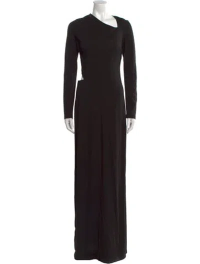 Pre-owned Givenchy Bateau Neckline Long Dress In Black