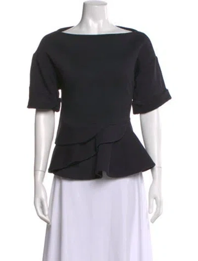 Pre-owned Givenchy Bateau Neckline Short Sleeve Top In Black