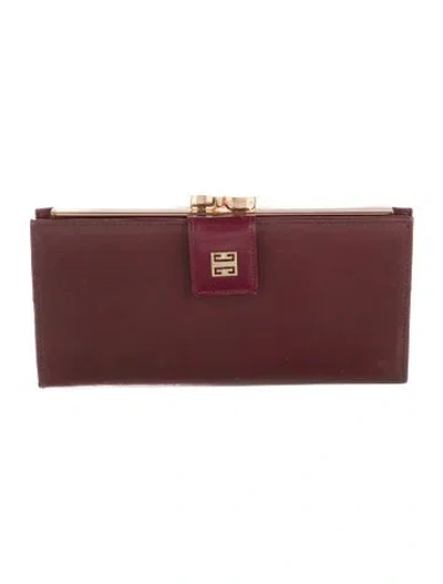 Pre-owned Givenchy Bb Double Sided Folding Wallet Leather Coin Pouch In Purple