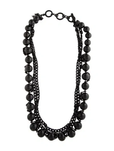 Pre-owned Givenchy Bead & Chain Multistrand Necklace, 25" In Black