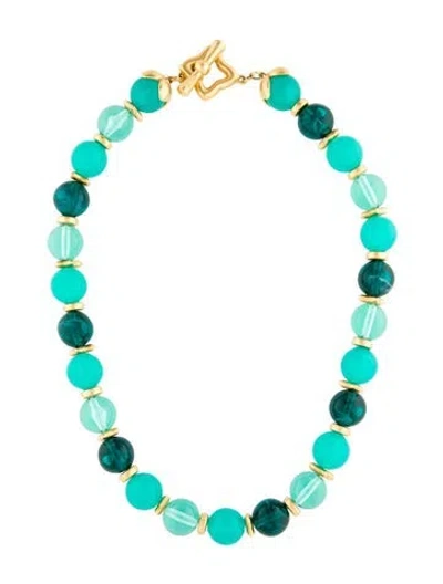 Pre-owned Givenchy Bead Toggle Necklace, 18" In Blue