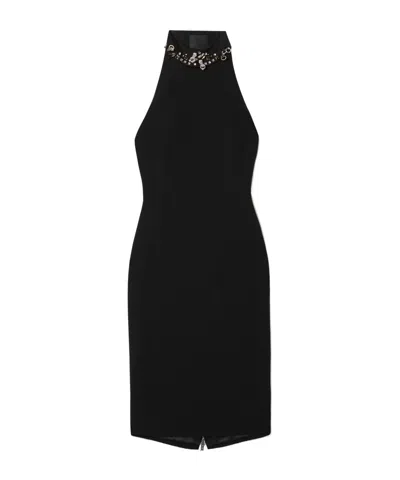 Givenchy Beaded Cutout Crepe Dress In Black