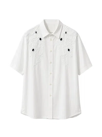 Givenchy Bead-embellished Floral-embroidered Shirt In Multi