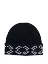 Givenchy Beanie Hat Folded Brim Soft Texture Pattern In Blue