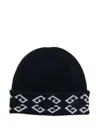 Givenchy Beanie Hat Folded Brim Soft Texture Pattern In Blue
