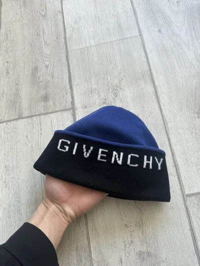 Pre-owned Givenchy Beanie Hat Wool Big Logo In Black
