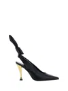 Givenchy Beauw Black Sling Pumps In Black-golden