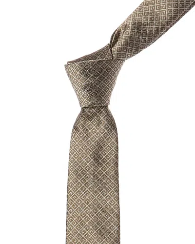 Givenchy Beige All Over 4g Jacquard Silk Tie In Green