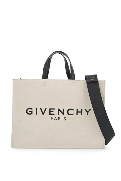 Givenchy Beige And Black Canvas G Medium Tote Bag