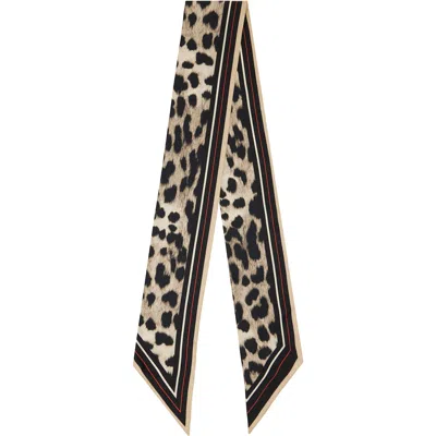 Givenchy Beige & Black Silk Leopard Print Scarf In Brown/black