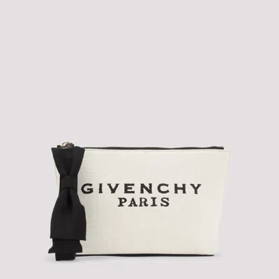 Givenchy Beige And Black Small Logo Cotton Pouch In Neutral