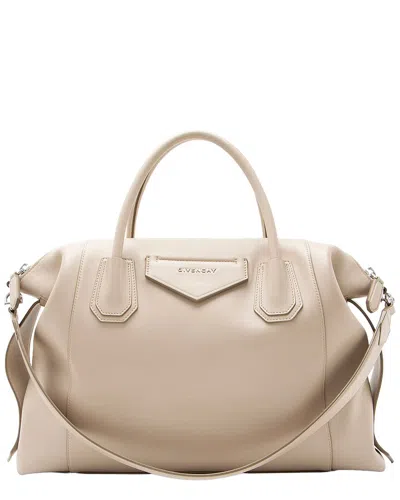 Pre-owned Givenchy Beige Calfskin Soft Antigona Medium Satchel (authentic Pre-loved)