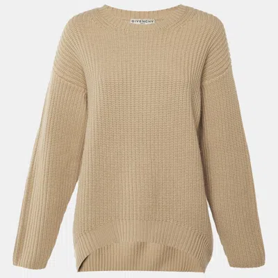 Pre-owned Givenchy Beige Cashmere Crew Neck Sweater S In Sand