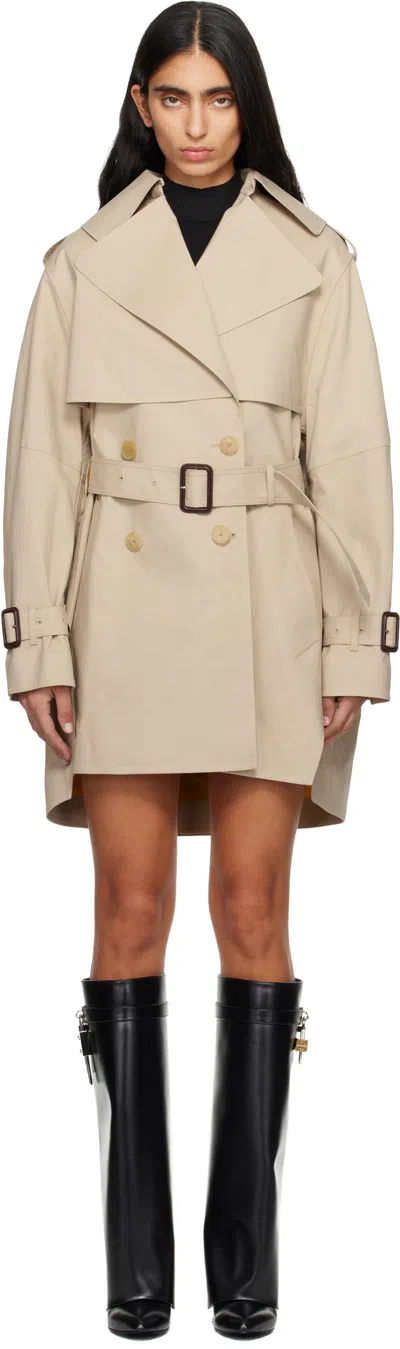 Givenchy Womens Beige Mustard Belted Notch-lapels Cotton Trench Coat In Neutral