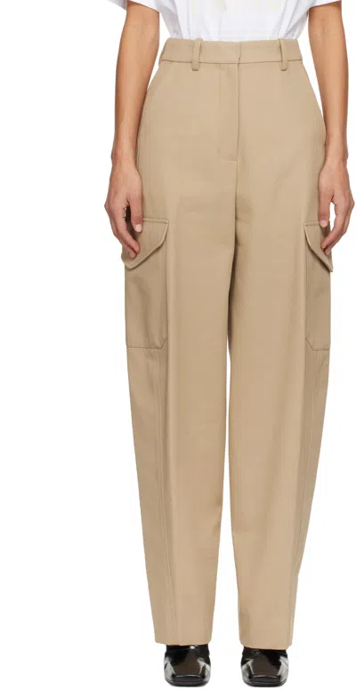 Givenchy Womens Beige Cocoon Straight-leg Cotton-wool Blend Trousers In Brown